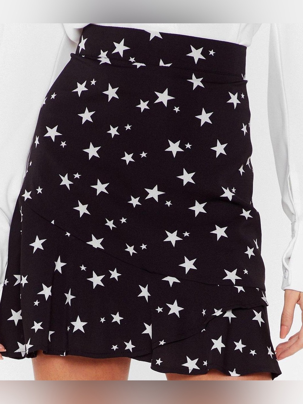 Nasty Gal Black Mini Skirt with White Star Print
